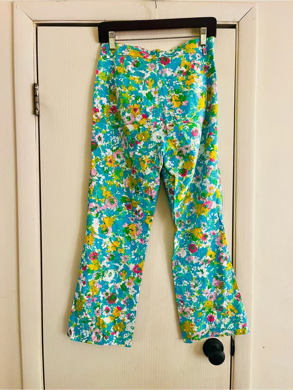 Zara 1960s Linen Mod Floral Cottagecore Hippie Resort Crop Pants M